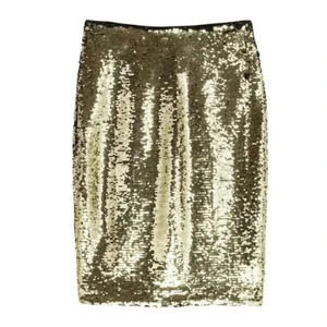 NWT H&M Metallic Gold Black Sequin Skirt  Color Changing Size 4